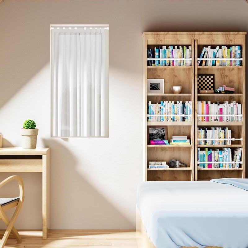 MEXAU 2PCS Small Tension Curtain Rod 28 to 48 Inch,White Short Curtain Rods No Drilling,Loaded Expandable Spring Curtain Rods for Kitchen,Closet,Cupboard,Door,Bookshelf - Image 5